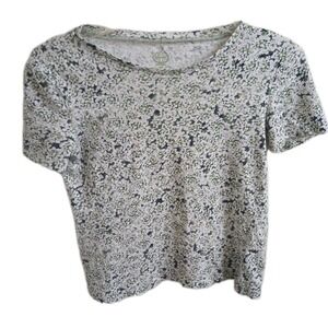 Tory Burch Top Womens 100% LINEN CROP‎ Short Sleeve T-Shirt Top Size XS